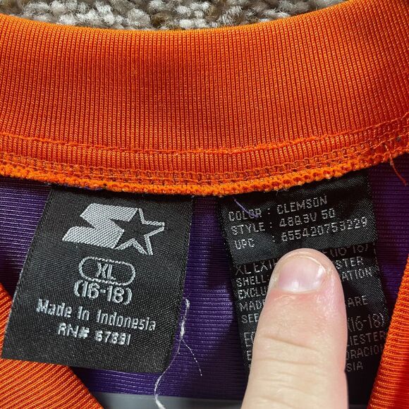 Vintage 90s Clemson Tigers Jersey Youth Extra Large Starter Embroidered Y2K Boys - Picture 9 of 15